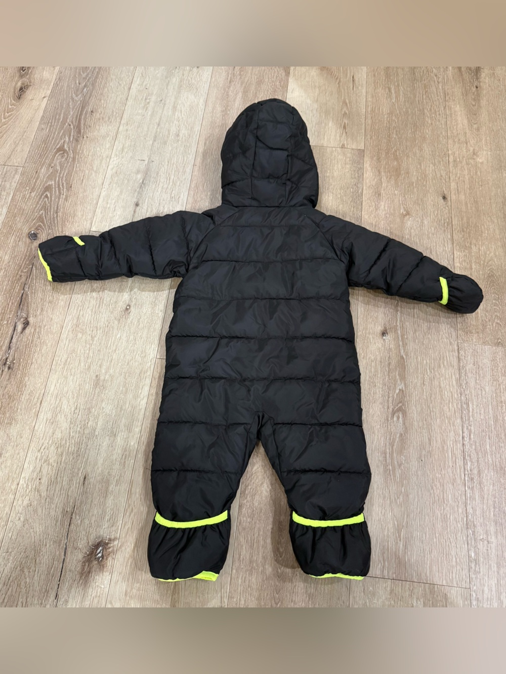 Nike Black and Neon Yellow Puffer One-Piece Snowsuit - Picture 3 of 3
